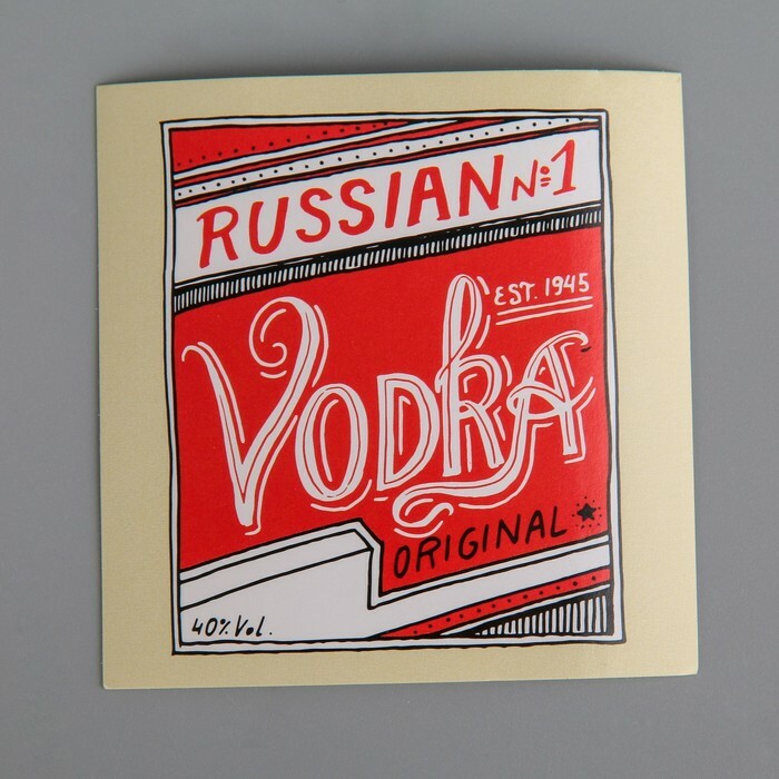 Flaskdekal " Vodka origina", röd