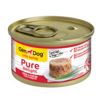 טונה GimDog Pure Delight עם מזון רטוב בקר, 85 גרם