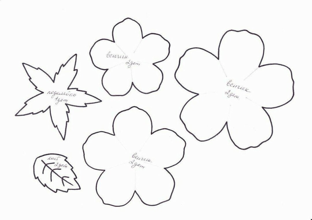 Kağıt çiçek yapmak için 50 şablon ve desen