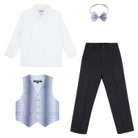 Set voor een jongen Rodeng, overhemd, vlinderdas, vest, broek, hoogte 104 cm