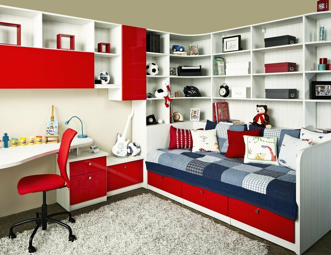 Kinderzimmer-Design in roten Farben