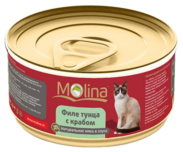 Karma w puszkach dla kotów Molina Filet z tuńczyka z krabem 80 g