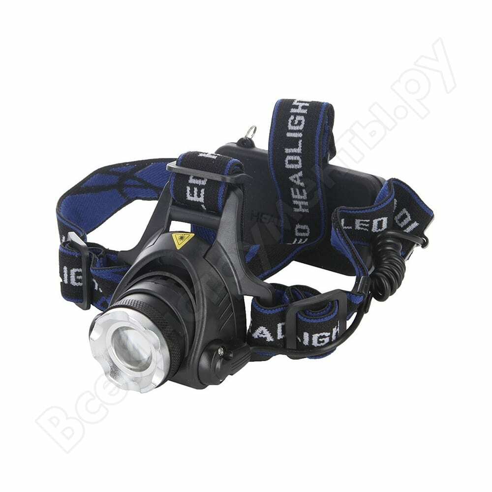 Rechargeable headlamp ultraflash e150 220v, black, cree 3w, focus, 2 rechargeable batteries 18650, 3 modes 12188