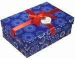 Caja de regalo Copos de nieve 14,5 * 21 * 5 * 7,5 cm, decoración. arco, cartón, Hansibag