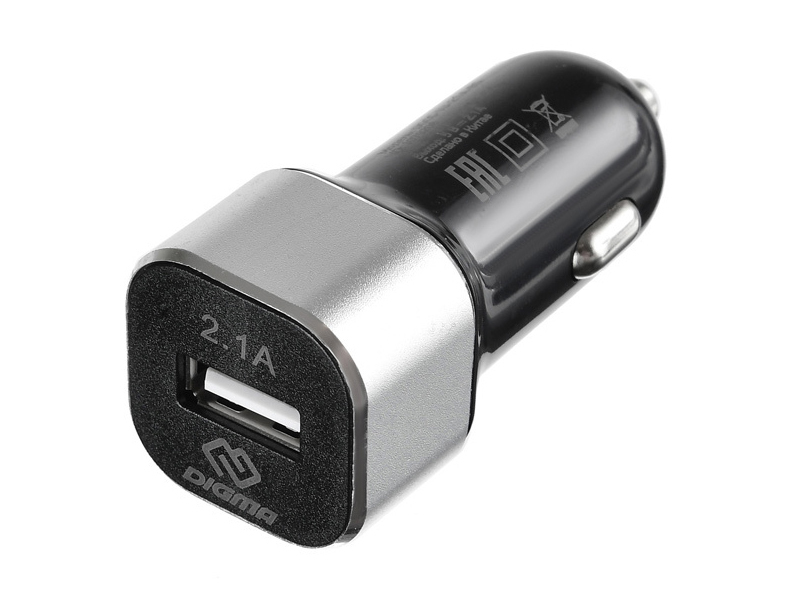 Polnilnik Digma USB 2.1A črn DGCC-1U-2.1A-BS