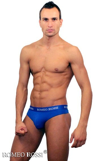 Pánske tangá Romeo Rossi R1006-9 ležérne modré so štýlovým opaskom