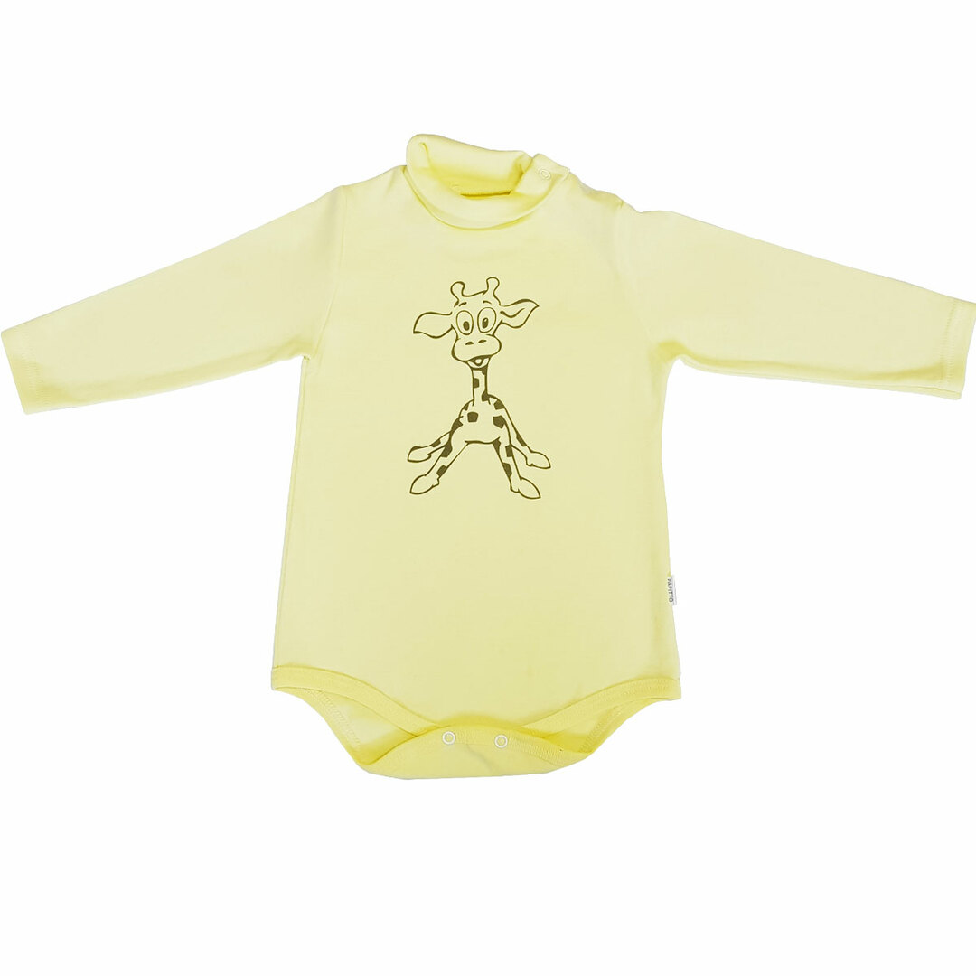 Turtleneck bodysuit Papitto Giraffe, interlock yellow r. 22-68 37-828