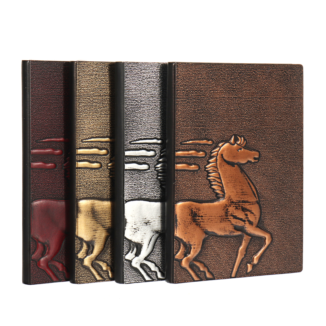 PC. European Retro 3D Embossed PU Notebook A5 Bronze Color Notepad Vintage Journal Diary Stationery