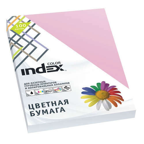 Paper, colored, office, Index Color 80gr, A4, 4tsv * 25l pastel, (25,55,61,72), 100l