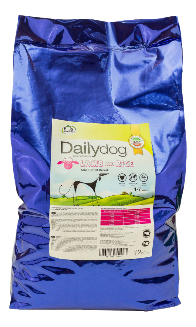 Suha hrana za pse Dailydog odrasla drobna pasma za male pasme jagnjetina in riž 15kg: cene od 679 ₽ kupiti poceni v spletni trgovini