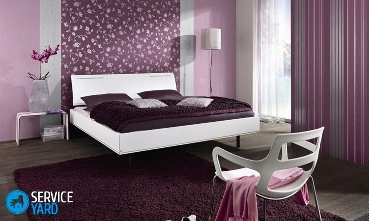 Designet af wallpapering to typer af tapet i soveværelset