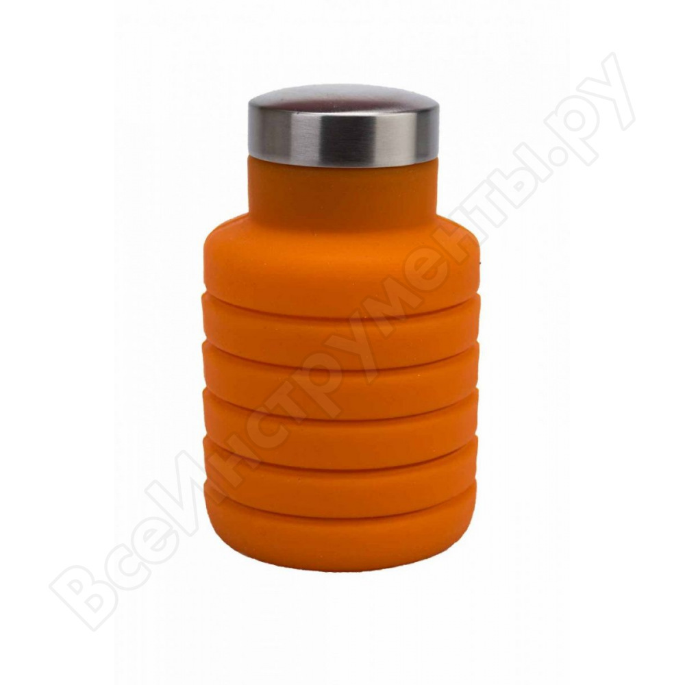 Botella de agua plegable de silicona con tapón bradex 500 ml, naranja tk 0268