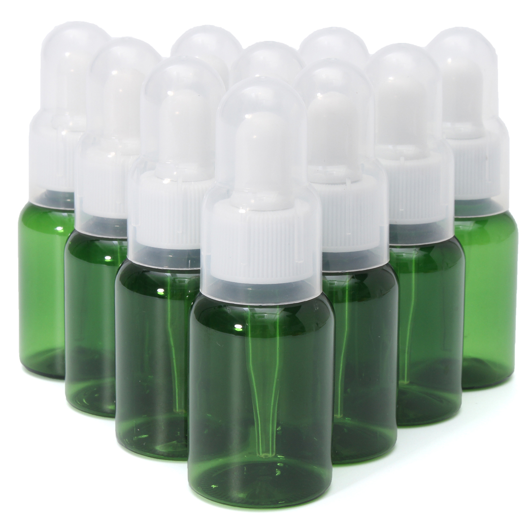 Pcs Empty Green Plastic Refillable Dropper Bottles Essence Essential Oil Liquid Container 35ml