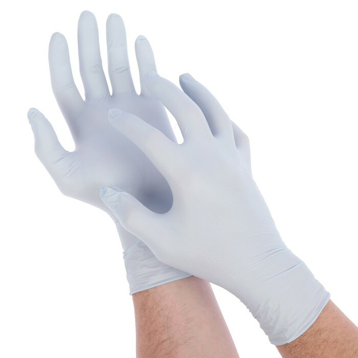 Bezpudrowe rękawiczki nitrylowe M 200szt (100 par) / kolor pudełka jasnoniebieski Złote dłonie