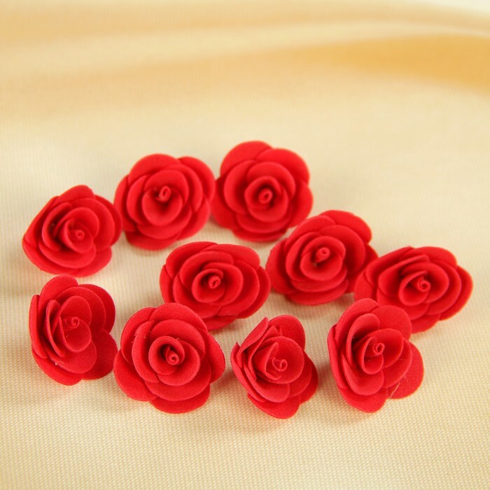 חתונת פרח קשת לעיצוב מקוטר foamiran בעבודת יד 3 ס" מ (10 יח ') אדום