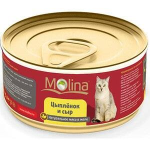 Konserwy Molina Naturalne mięso w galarecie kurczak i ser dla kotów 80g (0948)
