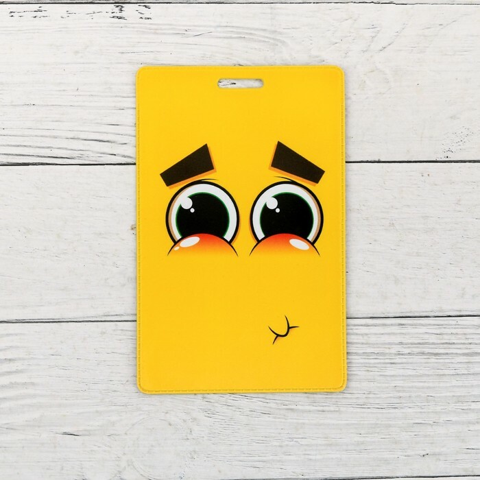 Uma capa para um distintivo e cartões “Smiley. Ops ", 6,8 x 10,5 cm