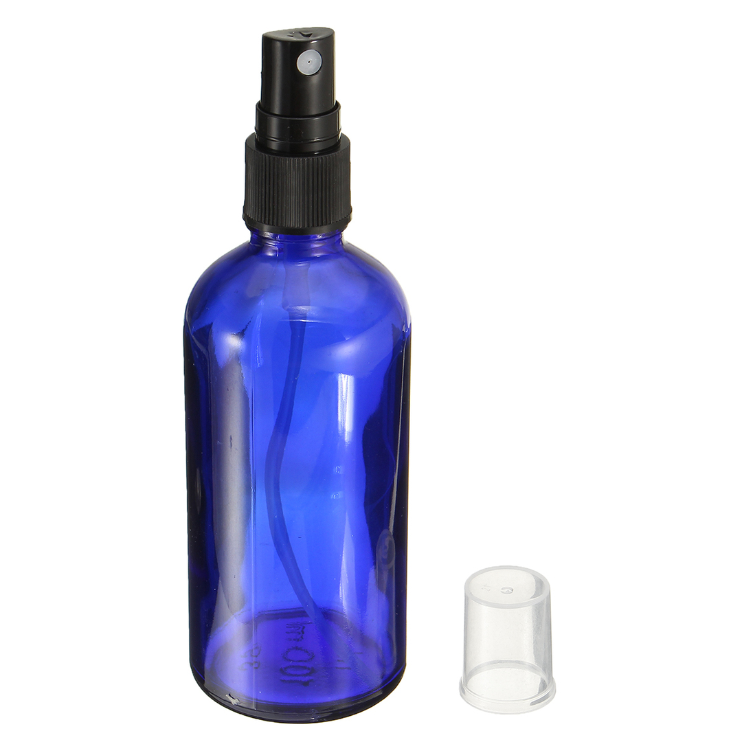 ML Botella de spray de aromaterapia de vidrio azul Aceite esencial Recipiente de almacenamiento de líquidos Tarro vacío