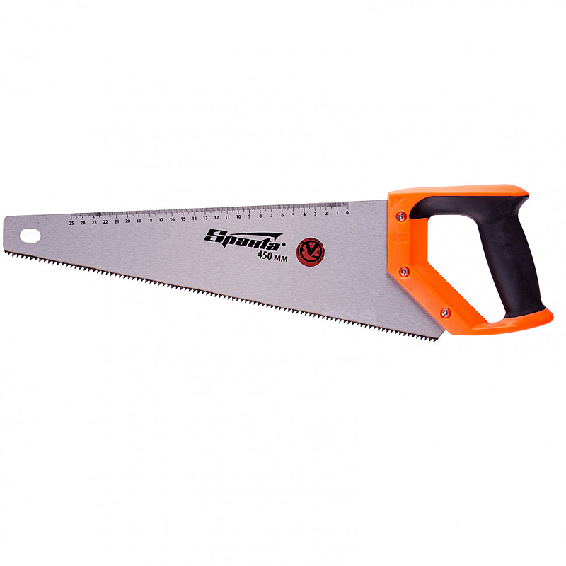 Hacksaw for wood, 450 mm, 7-8 TPI, 2D tooth, hardened tooth, ruler, Sparta two-component handle