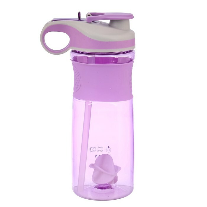 Water bottle 800 ml, transparent, with rubber insert, mix, 8x12 * 24cm