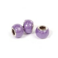 Leather beads Pandora, color: purple, 2 pieces, article PN-8436