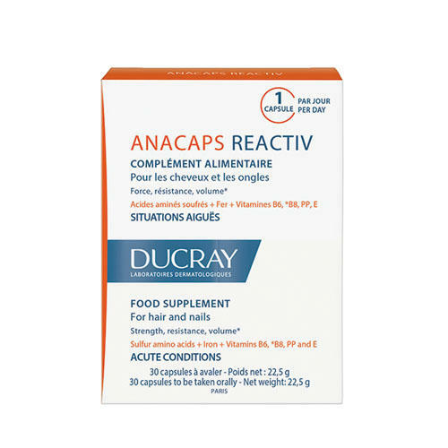Anacaps Reactiv za lase in lasišče št. 30 (Ducray, prehransko dopolnilo)