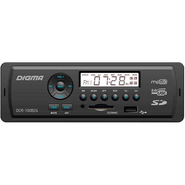 Gravador de fita auto-rádio DIGMA DCR-100B24