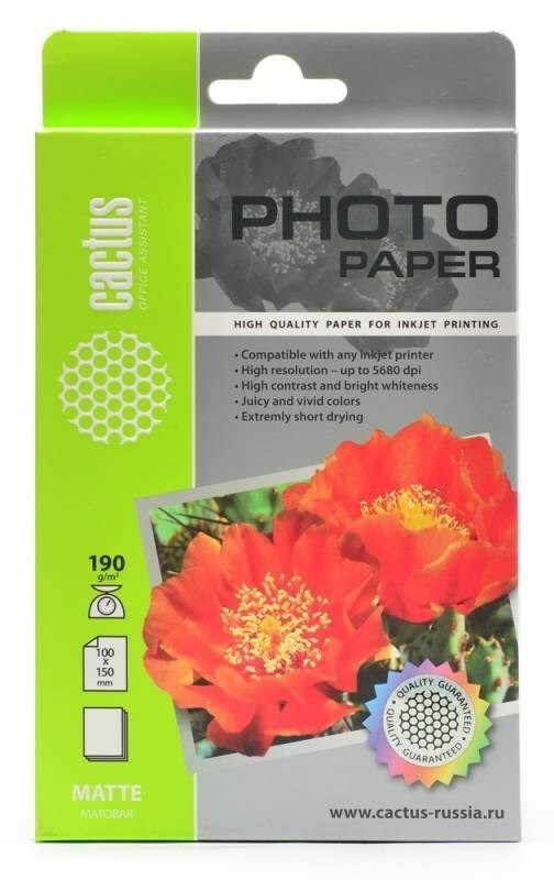 Papier photo mat Cactus CS-MA619050 10x15, 190g/m2, 50l.