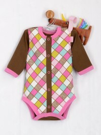 Bodysuit for girls Cashmere, size 68/74, brown (pink trim)