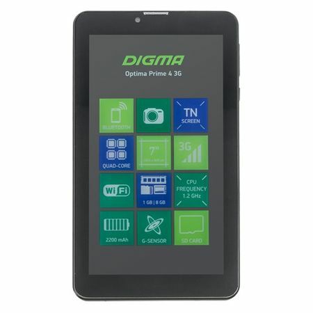 טאבלט DIGMA Optima Prime 4 3G, 1GB, 8GB, 3G, Android 7.0 שחור [tt7174pg]