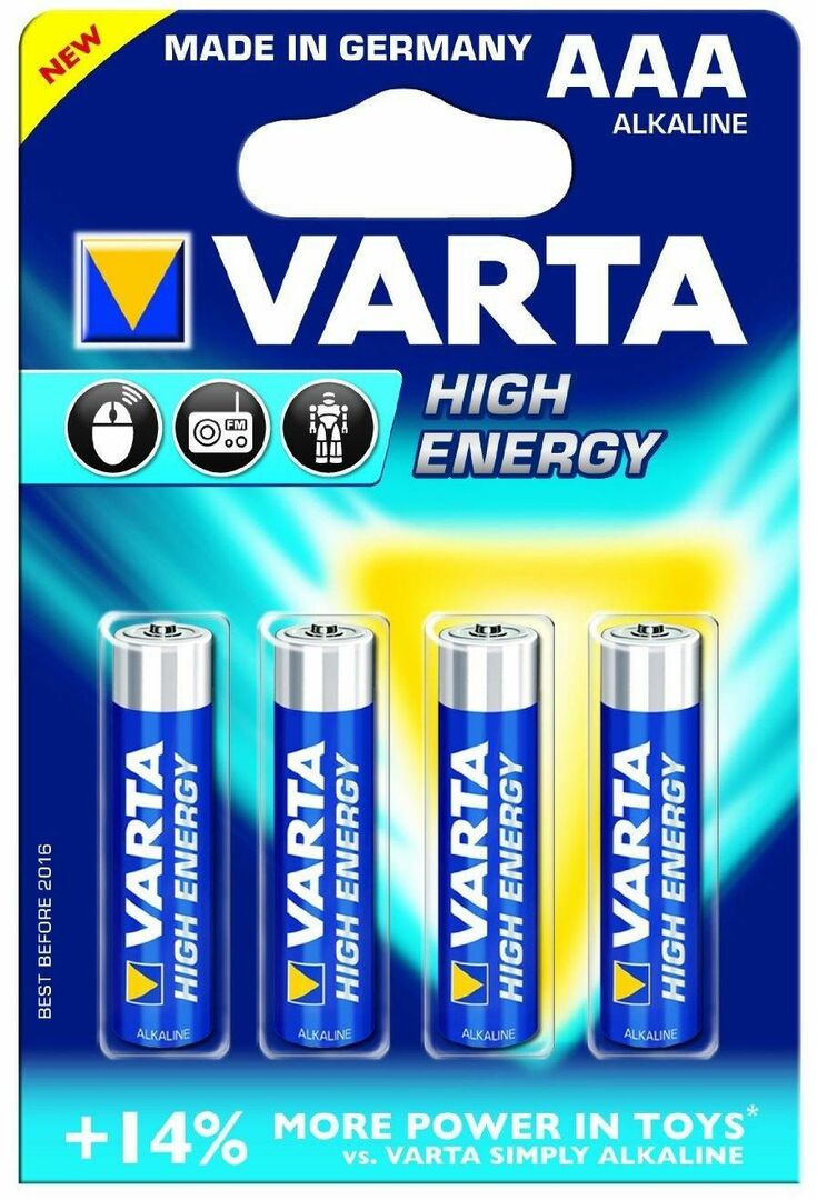 Aukštos energijos AAA tipo baterijos, 4 vnt.