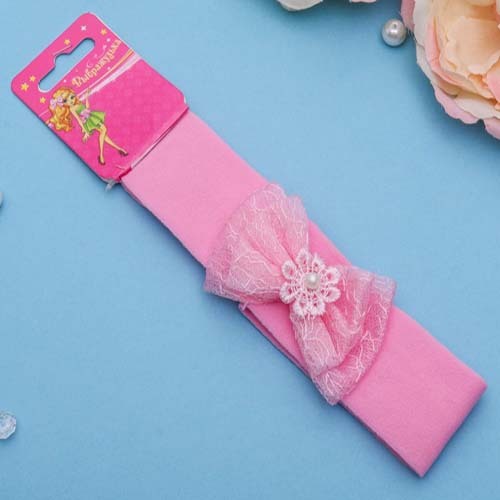 Hair band Fashionista 3 cm, pink, bows with flower