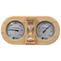 Termometer med hygrometer Badstation, med timglas, för bad och bastu, 27x13,8x7,5 cm