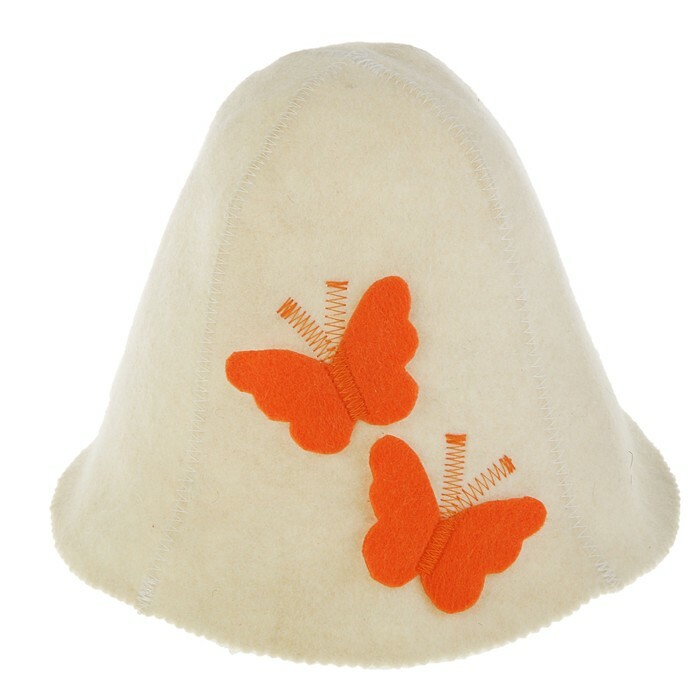 Bath hat " Bell", white with applique (economy)