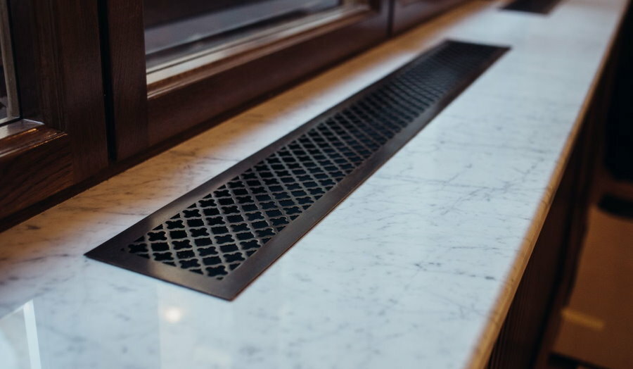 Ventilation grill on the table-sill