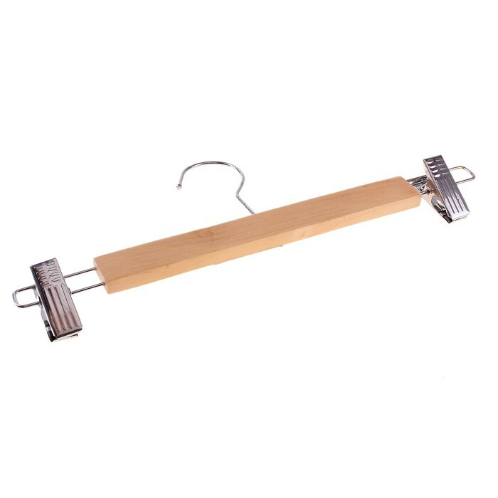 Hanger for trousers and skirts with clips 33x13 cm, light wood