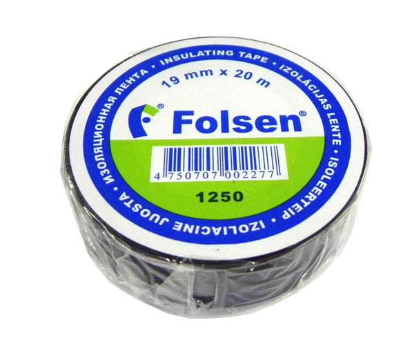 Fita isolante 19 mm * 20 m preta (Folsen) 012504
