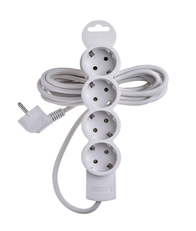 Extension cord Duwi 4 sockets with grounding 10A 2200 W, 5 m