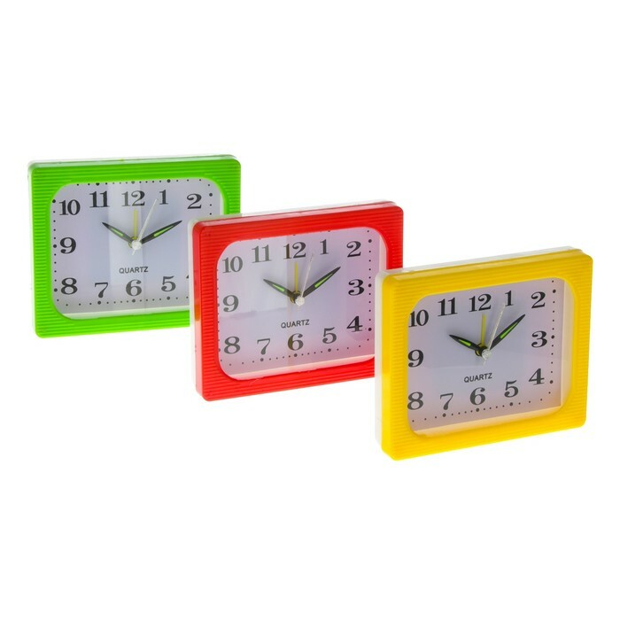 Alarm clock square, with stripes on the front side, mix, classic dial 4 * 10 * 13.5cm