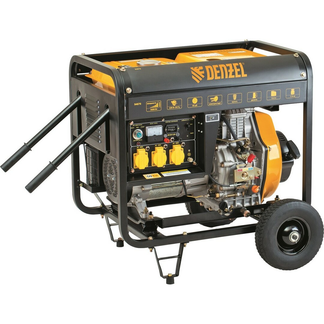 Dizelski generator DD5800E, 5 kW, 220V / 50Hz, 12,5 l, električni pokretač DENZEL 94670