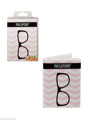 Omotnica za putovnicu Zigzag ružičasta sa naočalama (PVC kutija)