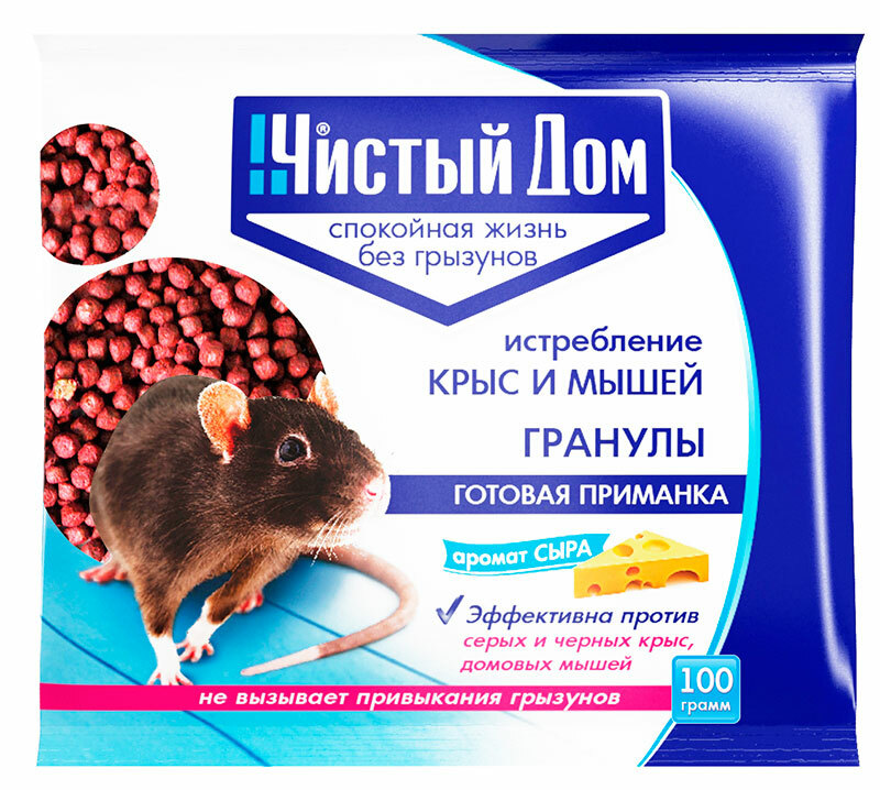 Granulat von Ratten und Mäusen mit Käsegeruch (Clean House), 100 gr