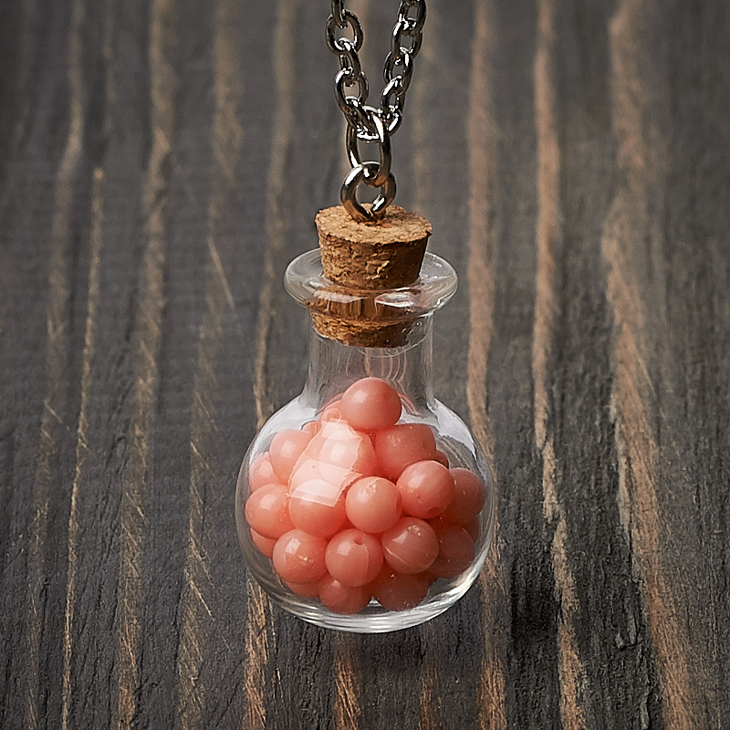 Koraļļu rozā kulons (bij. sakausējums) pudele 3,5 cm