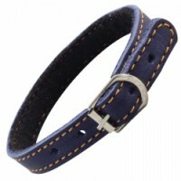 Leather collar with padding polyester, 12 mm
