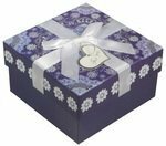 Coffret cadeau Ornement bleu 11*11*6.5cm, nœud décoratif, gaufrage, carton, Hansibeg