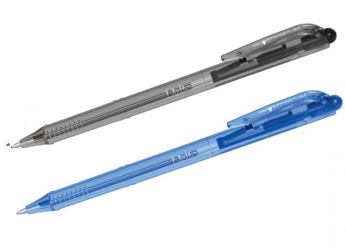Guľôčkové pero automatické Delta 0,7mm transparentné modré puzdro IBP404 / BU