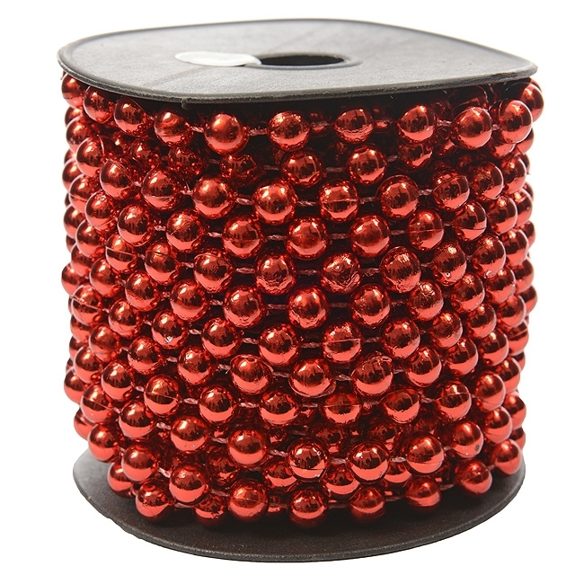 Plastové korálky Polka bodky XL 14 mm * 5 m červená 9001105