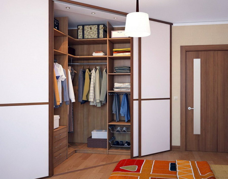 Corner wardrobe with sliding doors