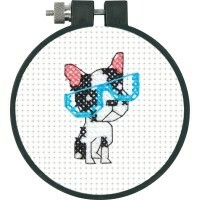 Cross-stitch kit Dimensions Clever doggie, diameter 7.5 cm, art. 72-74552
