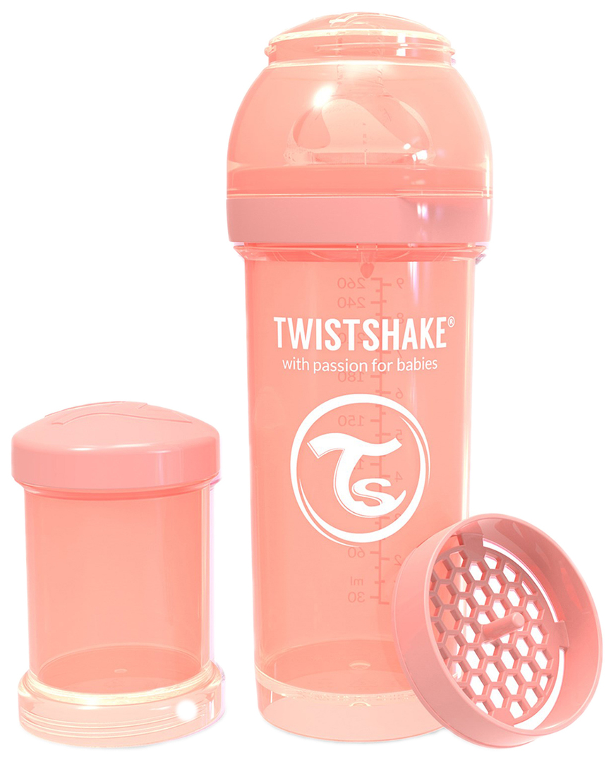 Twistshake koolikutevastane söötmispudel Pastel Peach 260 ml